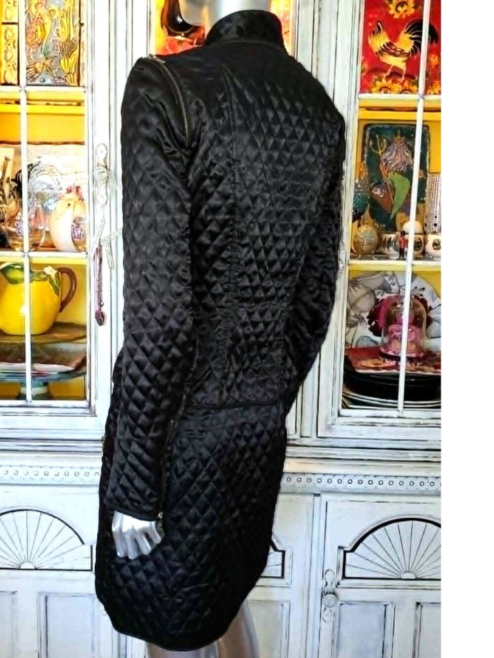 Vintage Betsey Johnson New York 90s Quilted Motorcycle Jacket / Vest Coat Skirt - Picture 7 of 16
